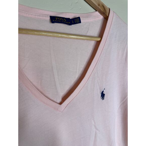 Light Pink Ralph Lauren V-Neck Polo Tee - Picture 2 of 4